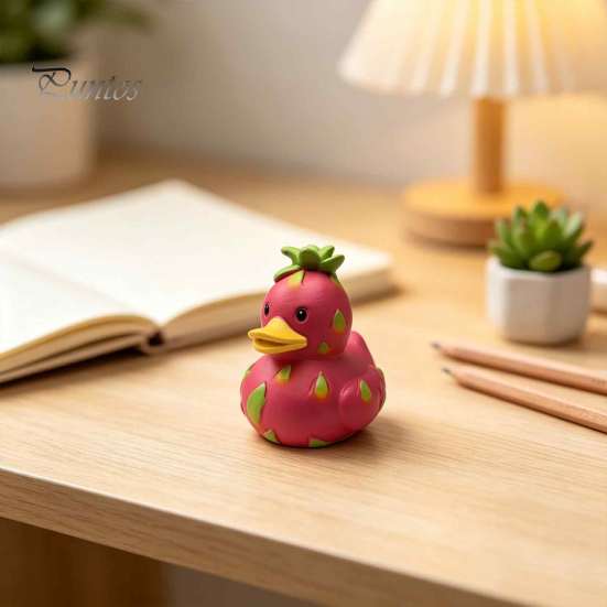 Creatieve Figuur voor Slaapkamer Whimsical Watermeloen & Pitahaya Eend Figuur, Grappig Hars Beeldje, Schattige Dierlijke Verzamelobjecten Bureau Decoratie Huis