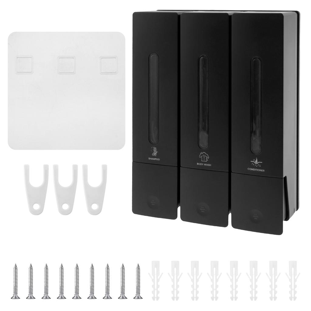 400ML Soap Dispenser Wall Mounted Shower Soap Dispenser 3 Chamber Conditioner Gel Detergent Dispenser for Bathroom Accessories