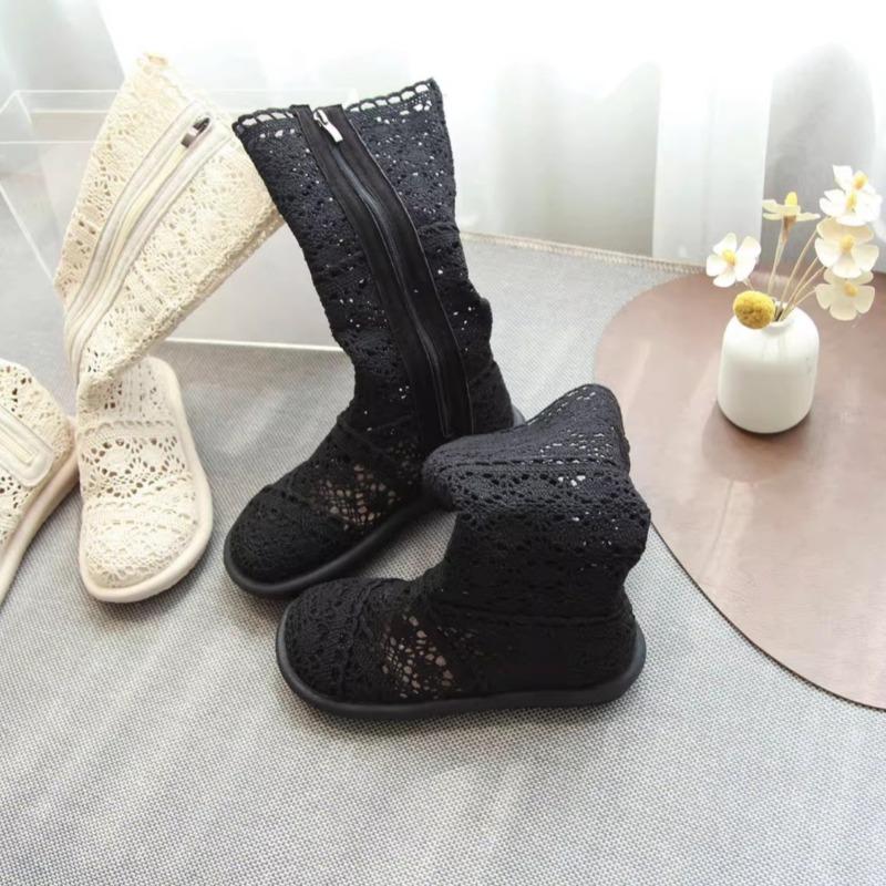 2025 European and American new spring/summer flat heel short boots flat bottomed hollow mesh boots women's cool boots