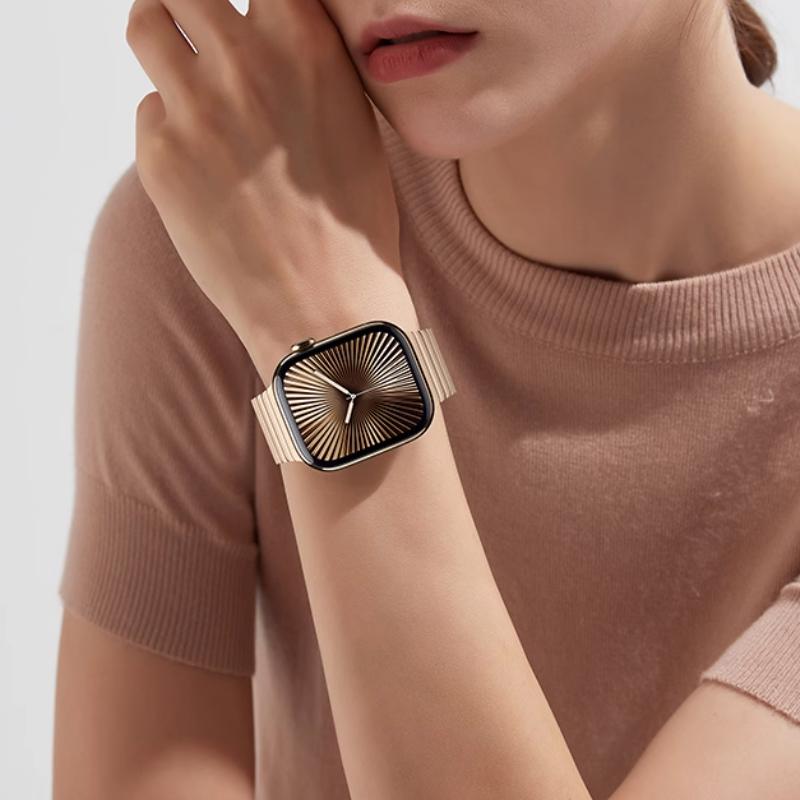 Titanium Color Strap For Apple Watch Series 11 46mm Luxury Metal Band Link Bracelet iWatch Ultra 3 49mm 45mm 44mm 42mm Business Strap 10 9 8 7 6 SE3 5