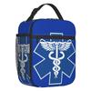 EMT Blau Medizinisches Symbol Isolierte Lunchtasche für Camping Reise Stern des Lebens Sanitäter Versorgung Auslaufsicherer Kühler Thermische Bento-Box