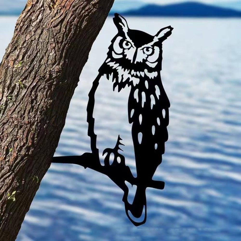 

Hollow Eagle Stakes Silhouettes Black Garden Tree Insert Metal Craft Owl Yard Insert Garden