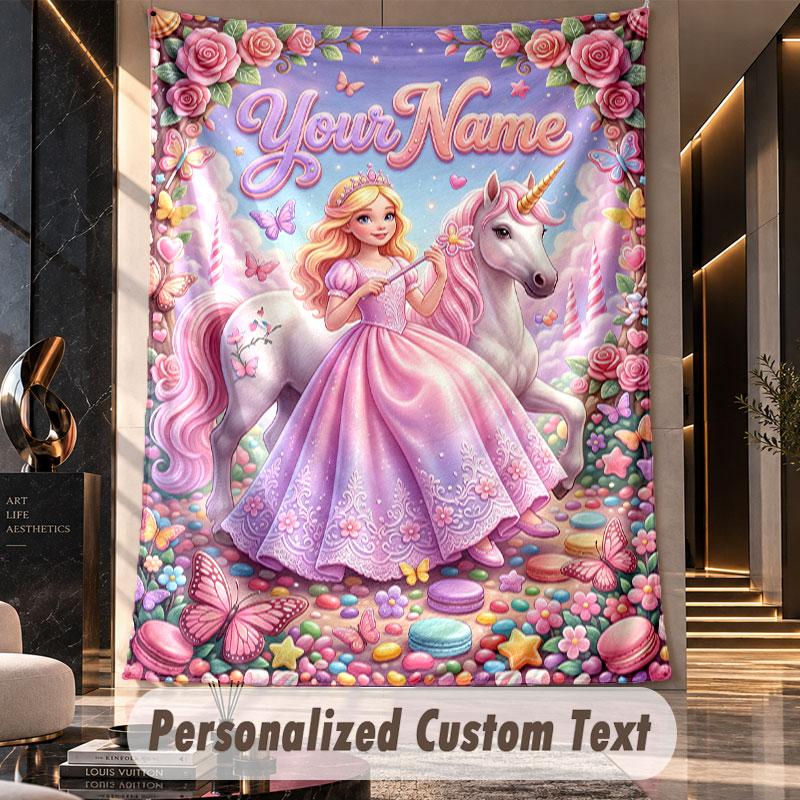 Unicorn (356) Theme Custom Tapestry Personalized Custom Name Text Wall Hanging Tapestry Home Decor Background Cloth
