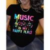 Music Is My Happy Place Women'S T-Shirt