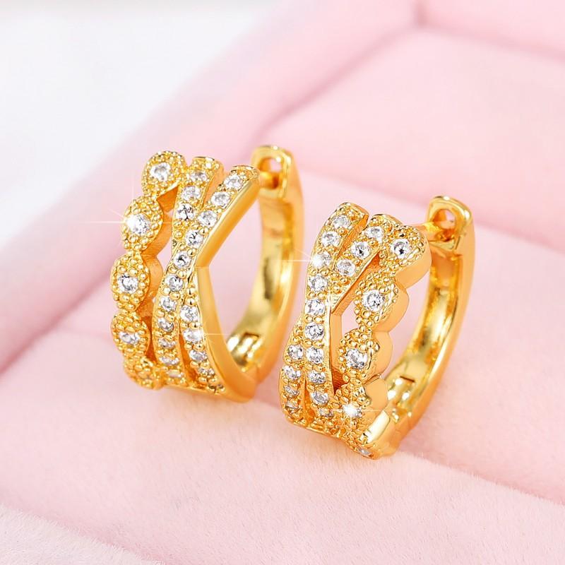 Exquisite Sweet Cool Street Pography With Zircon Inlaid Women'S Ear Buckle Shining Sweet Fashion Simple Accessories