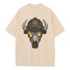 Spring and Summer Loose T-shirt Pure Cotton Unisex Top Bull Skull Fire Helmet Graphic T-shirt Breathable Print Men's Top