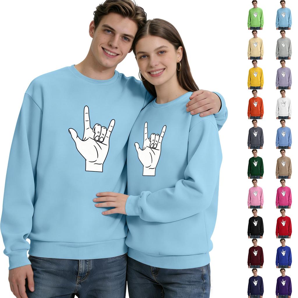 Męska bluzka z długim rękawem z okrągłym dekoltem, unisex, para, casualowa bluzka sportowa