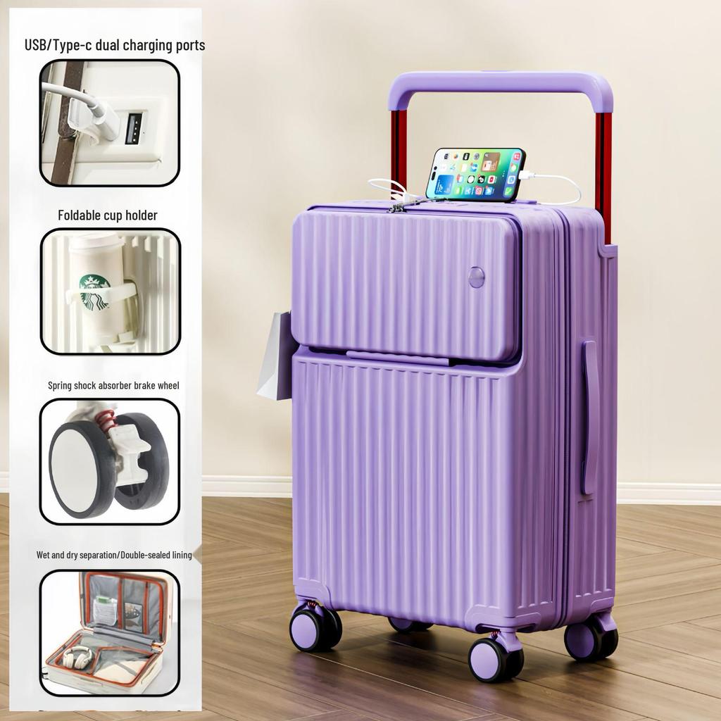 2025 Breite Deichsel Frontöffnung 20-Zoll Koffer & 26-Zoll Anpassbarer Universalrad-Trolley