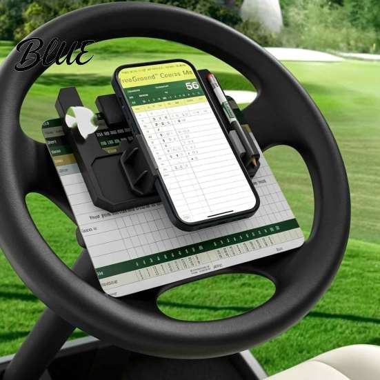 Universal Golf Cart Phone Mount Steering Wheel Holder with Pencil Slot Flip-Up Cell Holder Mount Accessories Gift for Men Women Golfer Non-slip