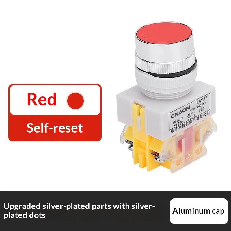 22Mm Lay37 Y090 Mushroom Emergency Stop Rotary Reset Self Lock Push Button Switches 1No 1Nc 10A250Vac Red Blue Green