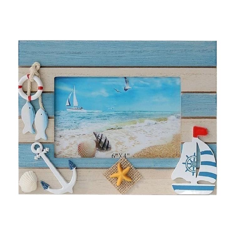 Ramka na zdjęcie na biurko Ramka śródziemnomorska Drewniany stojak na ramkę na zdjęcie Ramka przybrzeżna Dekoracje do domu i kawiarni