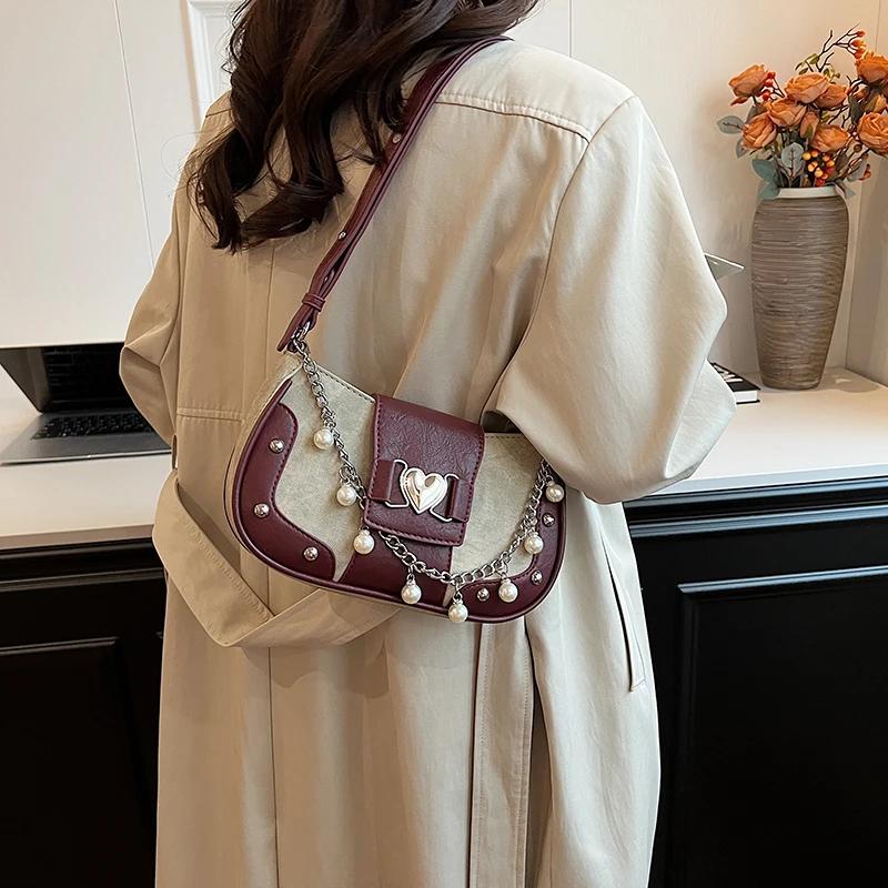 New Fashion Luxury Women's Underarm Shoulder Bags Chain Simple Women's Handbag PU Leather Brand Women Crossbody Bags