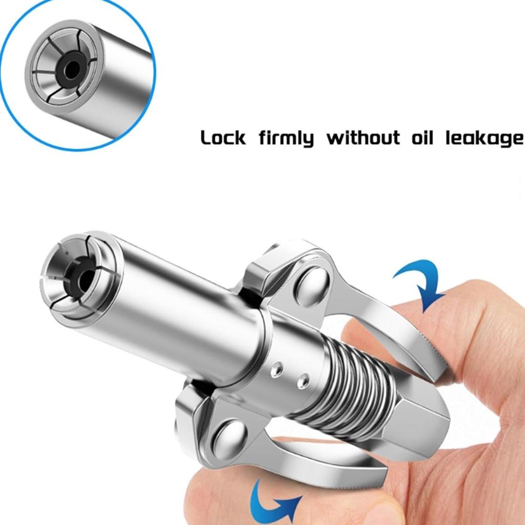 Spill Proof High Flow Grease Nozzle Coupler Ergonomic Handle Design 300ml/Min Lubrication Speed For Standard Grease Guns