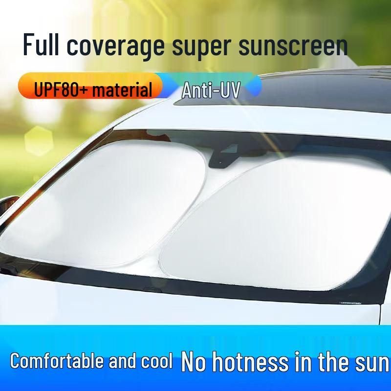 Universelle titan-silberne Auto-Windschutzscheiben-Sonnenblende: Verdickte Sonnenschutz- & Hitzeschutz-Schirmhülle