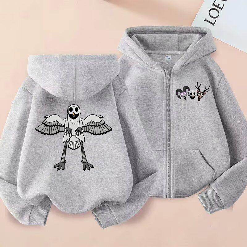 Fashionable Autumn Winter Long Sleeved Cartoon Animal Printed Hoodie Comfortable Warm Pullover Sports Casual Children's Zipper Hoodie