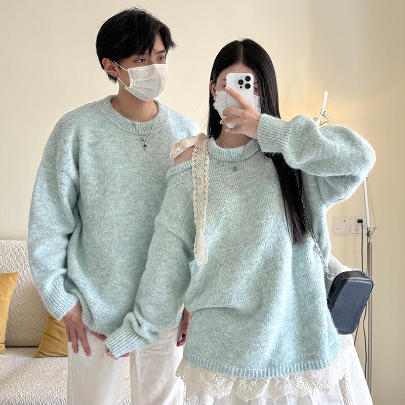 Korean Autumn Unisex Lace Knit Sweater Top