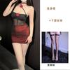 Dark Wind Spice Girl Perspective Mesh Three-dimensional Flower Neck Sex Underwear Sexy Backless Slim Dress