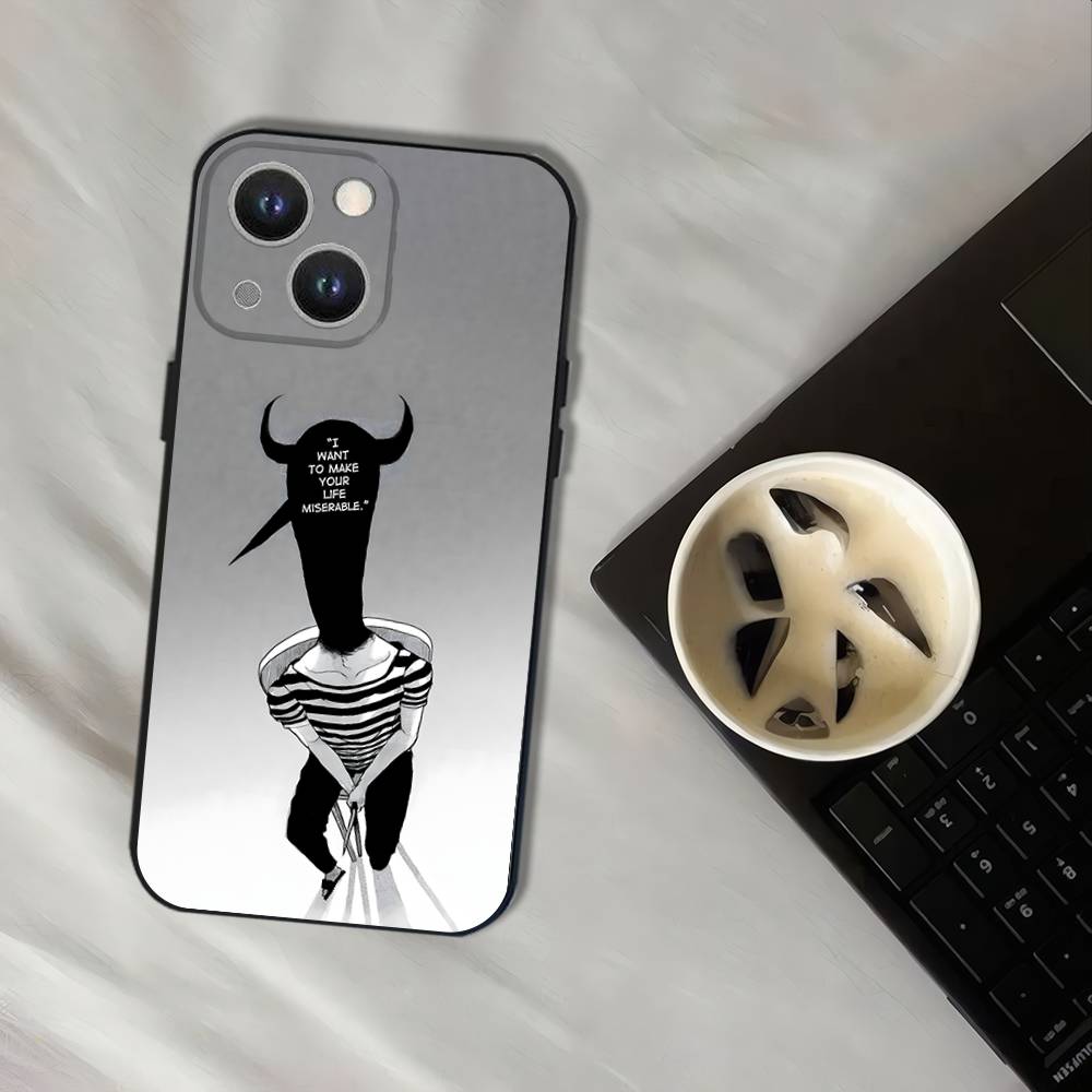 Goodnight Oyasumi Punpun Black Soft Cover Phone Case For iPhone 17,16,15,14,13,12,11,Pro,XS,Max,XR,Plus,E,SE4,Mini