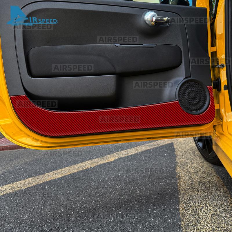 For Fiat 500 500C(2008-2024)/Fiat 500E(2013-)/Abarth 595 695(2012-2024) Soft Carbon Fiber Sticker Car Door Anti-Kick Trim