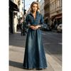 Spring New Retro Waist Slimming Long Sleeve Denim Swing Dress, Elegant Casual Party Denim Dress for Women