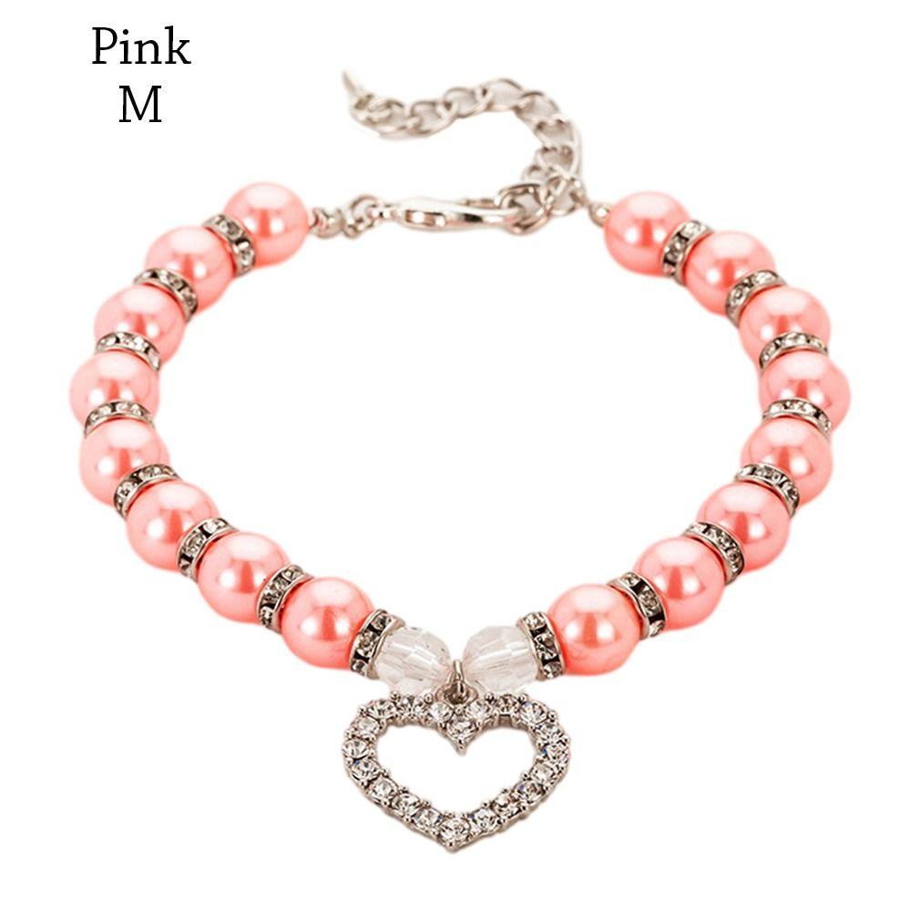 Adjustable Imitation Pearl Cute Dog Necklace Pet Dog Collar Jewelry Neck Chain For Dog Cats Luxury Diamond Pendant Accessories