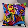 Abstract Painting Cushion Cover Decoration Nordic Style Colorful Cartoon Girl Pillowcase Sofa Home