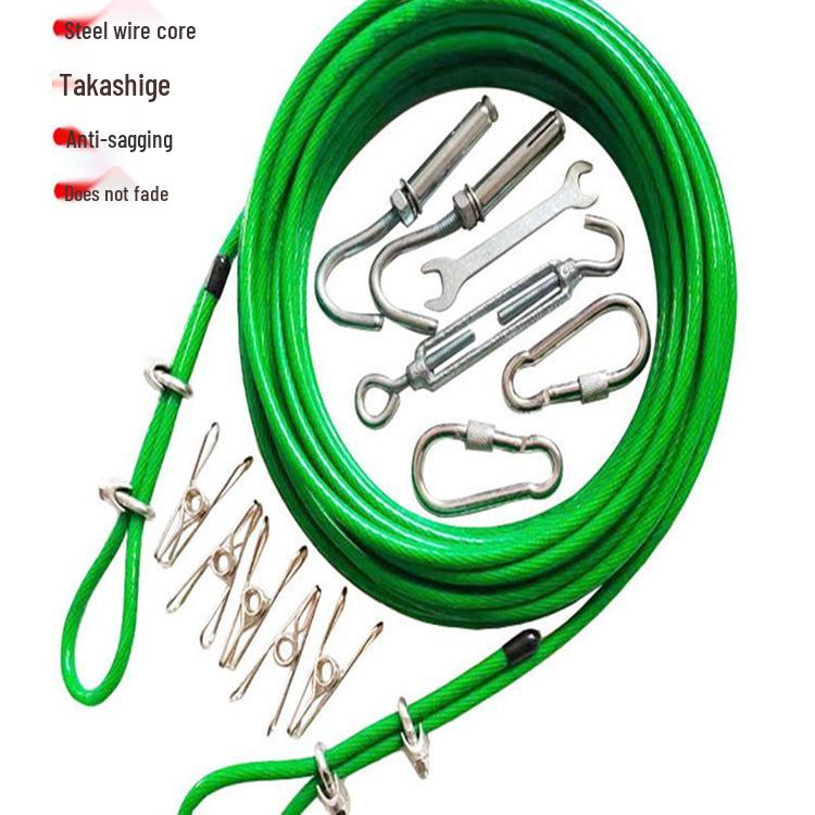 No-Punch Steel Wire Clothesline for Indoor/Outdoor Drying: Perfect for Quilts, Curtains, and More