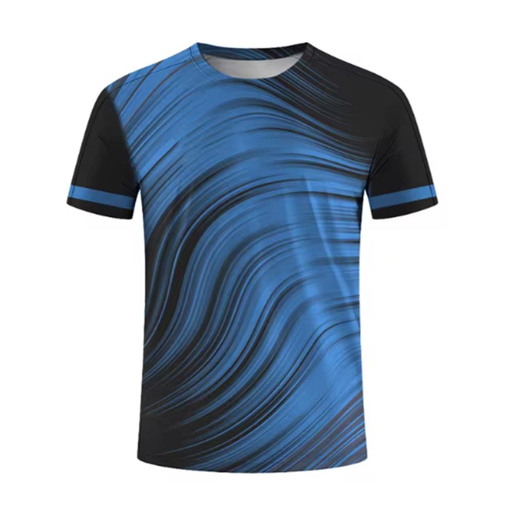 Men's 3D printed striped print breathable casual comfortable loose men's clothing sports T-shirt
