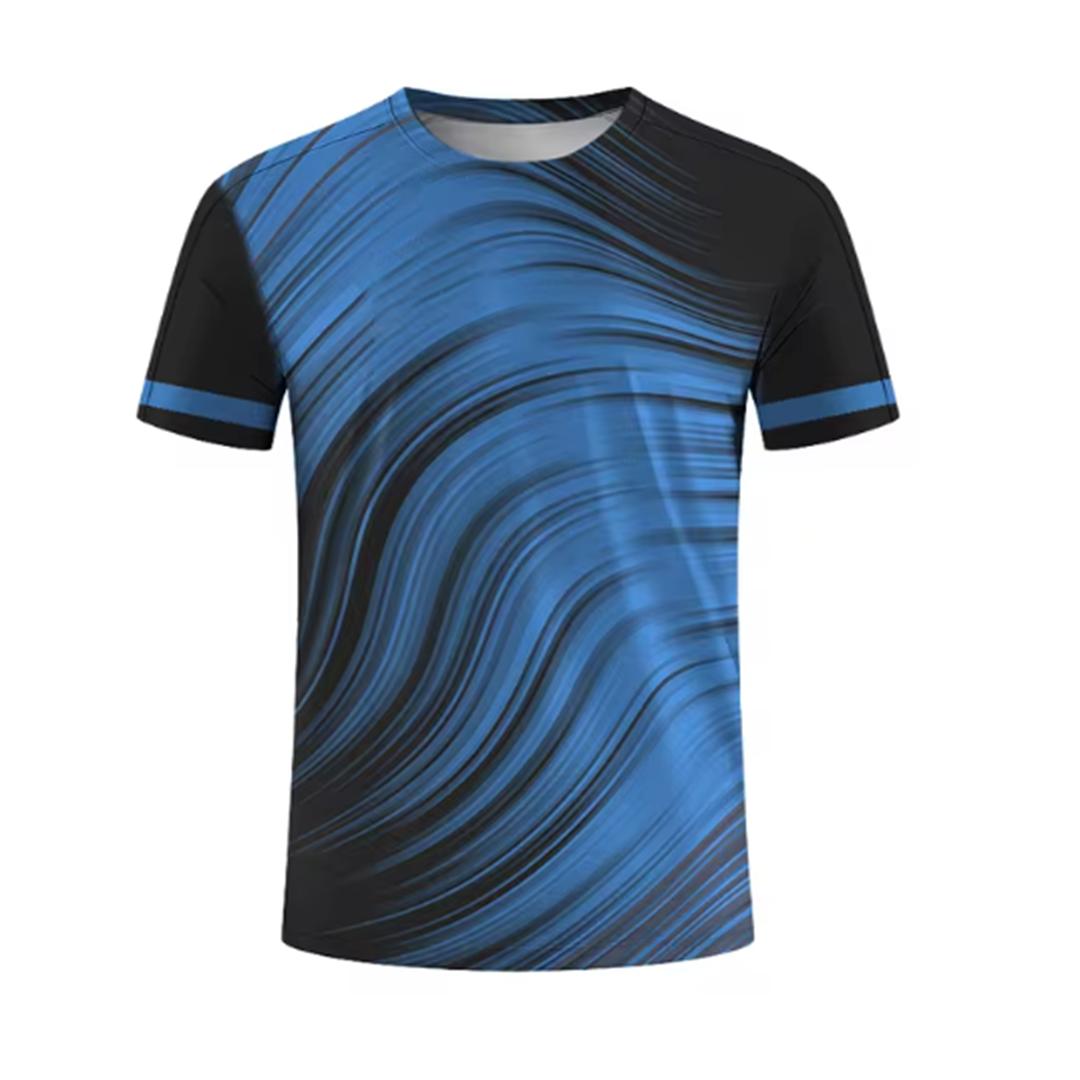 Men s 3D printed striped print breathable casual comfortable loose men s clothing sports T-shirt XS