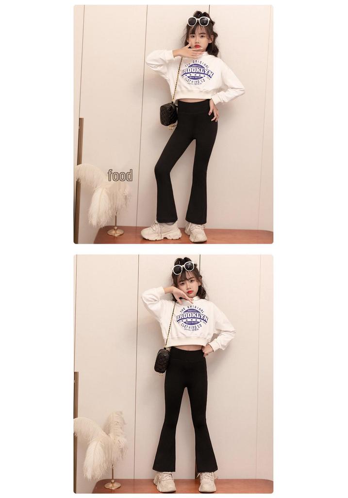 Girls' High-Waisted Shark Leggings - Spring/Autumn Korean Style Yoga Pants for Kids
