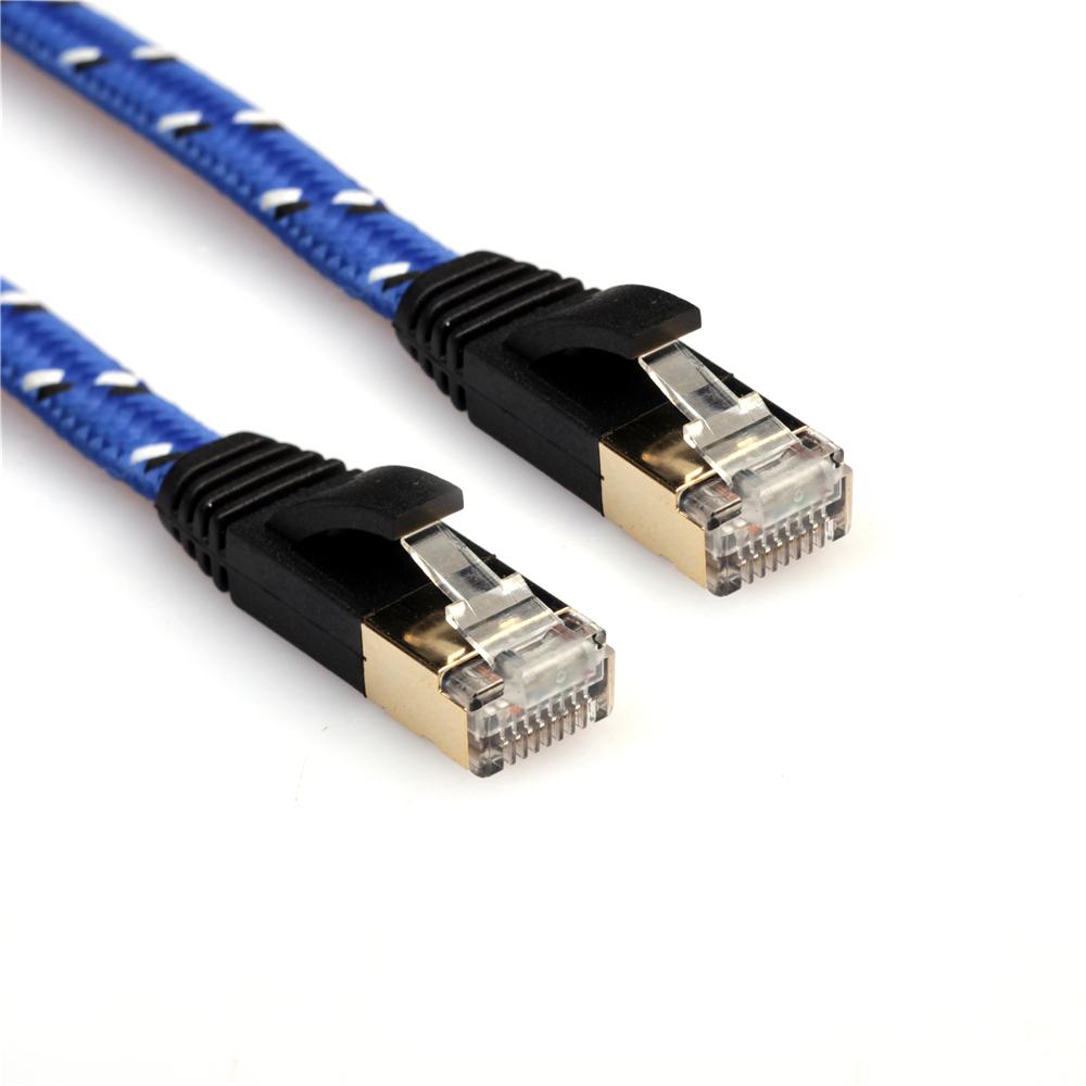 1.8M Woven Pattern CAT-7 10 Gigabit Ethernet Flat Patch Cable