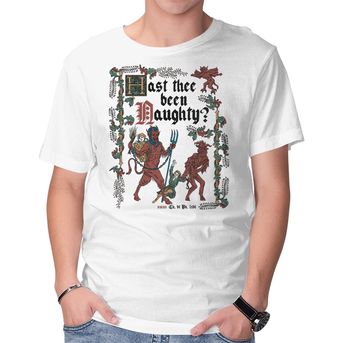 Unisex Crew Neck T-Shirt Krampus Medieval Style Graphic Short Sleeve Casual Tee XS