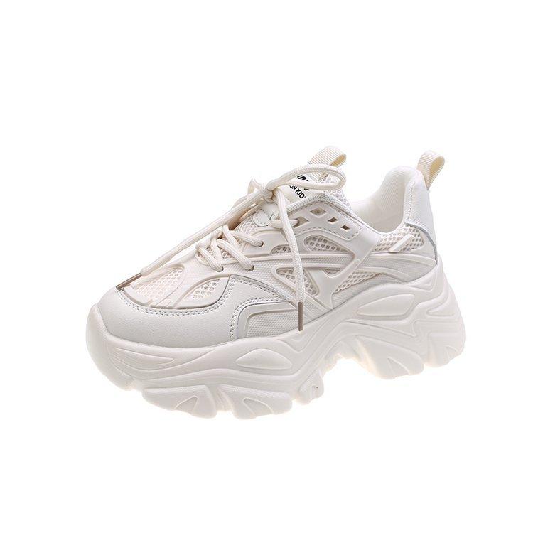 

Leather dad shoes women s ins tide 2025 spring new velvet breathable white thick-soled heightening sneakers ins 40