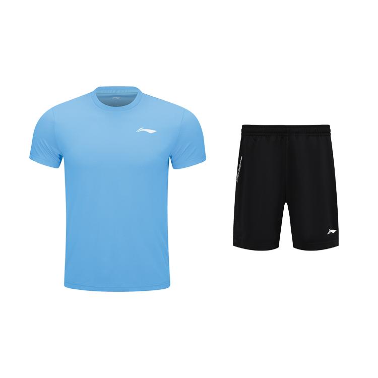 

Li-Ning Minimalist Brand Logo Round Neck Comfortable Breathable Short Sleeve Quick Dry Shorts Casual Sports Set Unisex sets AHST347-8+AAPU133-1 XL