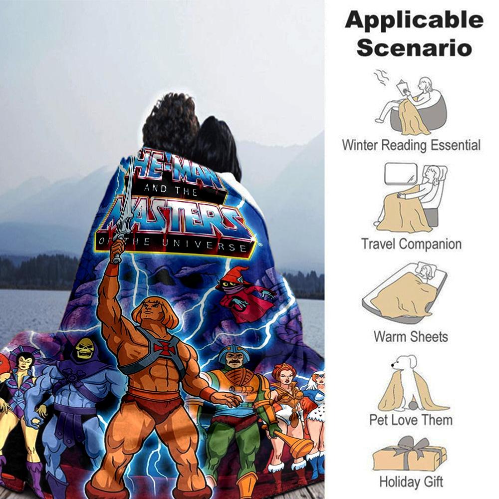 Masters Universe Adventure Flannel Blanket Super Soft Warm Cozy Blanket For Sofa Bed Office Travel Allseason Home Decor Gift