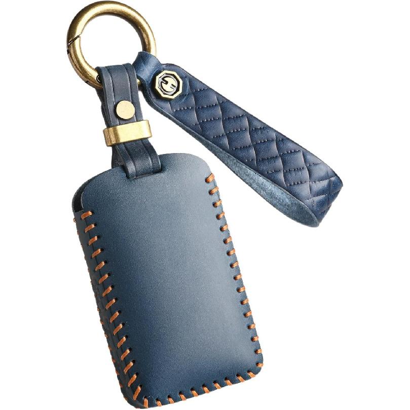 Key Fob Cover for CX9 CX5 CX50 CX90 CX30 Leather Key Case Keychain Car Key Holder Protector (Blue)