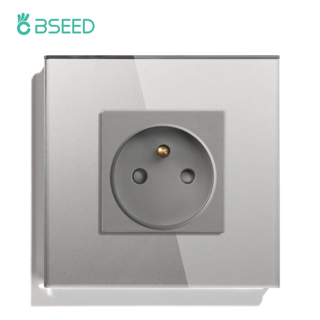 BSEED 1/2/3Gang Touch Light Switches 1Way Sensor Switch With Type-C USB French Wall Sockets Glass Panel Blue Backlight Gray