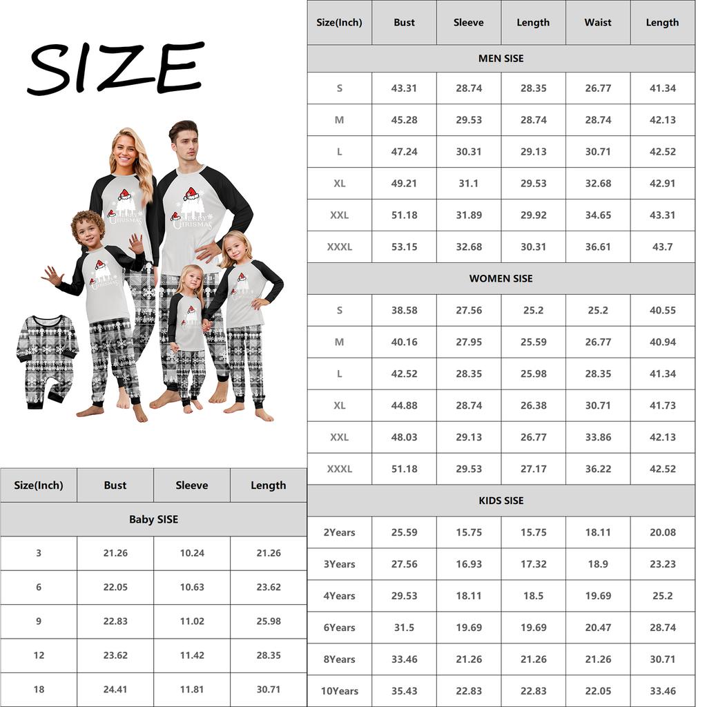Christmas Print Cute Family Set Pajamas Round Neck Long Sleeve Tops Pants Baby Onesies Home Clothes Christmas Party Family Set