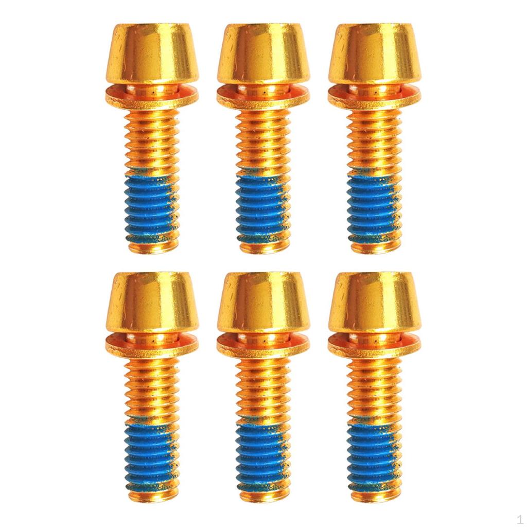 6pcs Bike Stem Bolts Set M6 X 18mm Bright Color High Carbon Steel Disc Brake