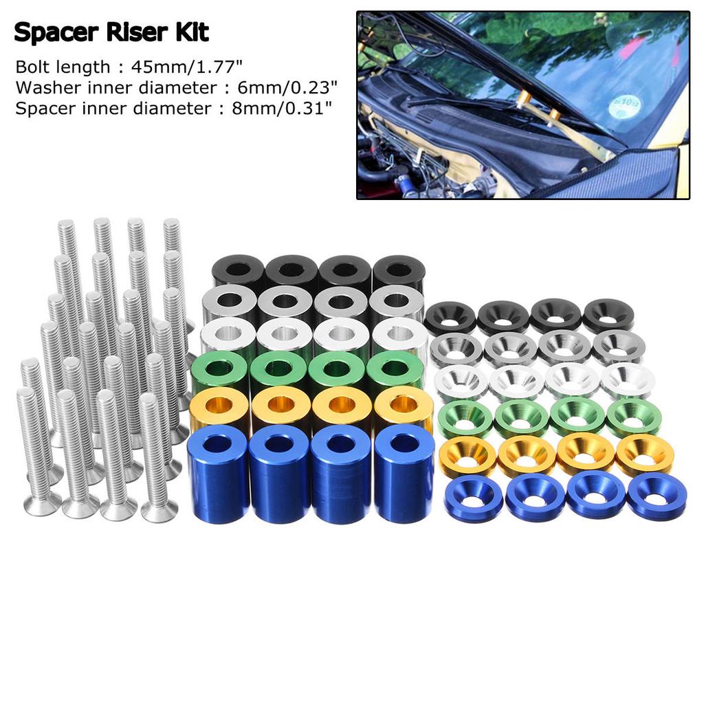 Durable Car Hood Vent Spacer Riser Kits Universal Hood Spacer Risers Kit Silver