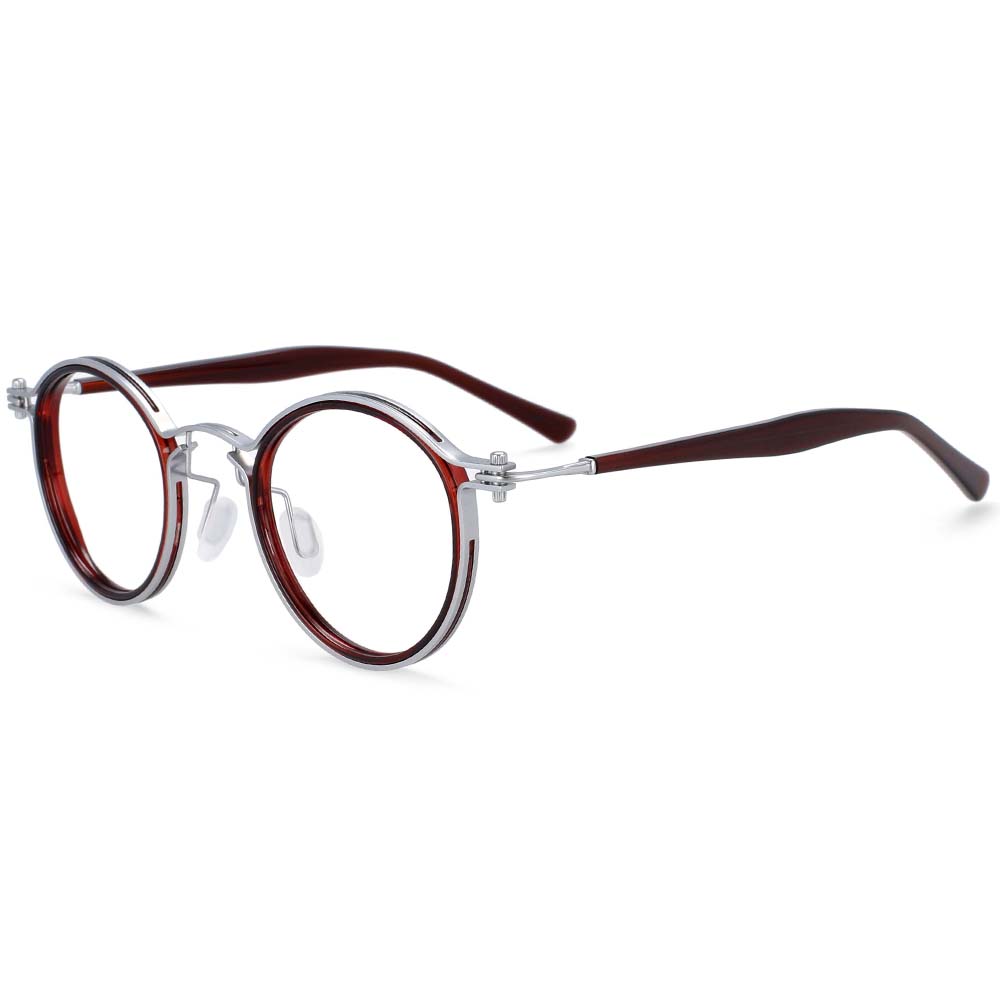 54227 Retro Steam Punk Glasses Frames Men Round Optical Eyewear Metal Spectacle Frame Computer Eyeglasse