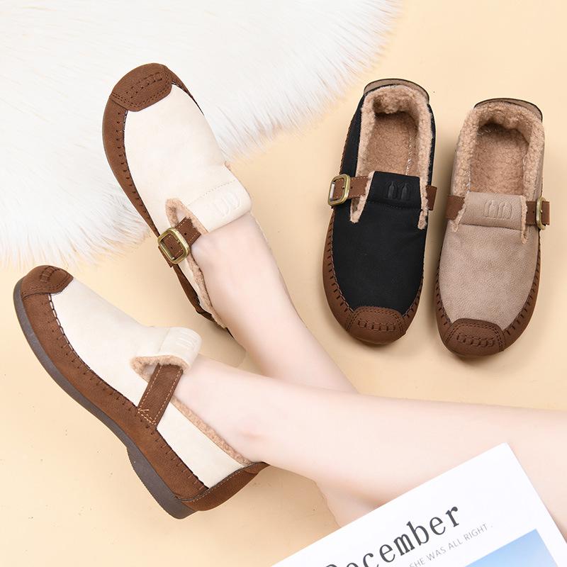 2025 Winter Fashion Women's Fleece-Lined Non-Slip Flat Shoes