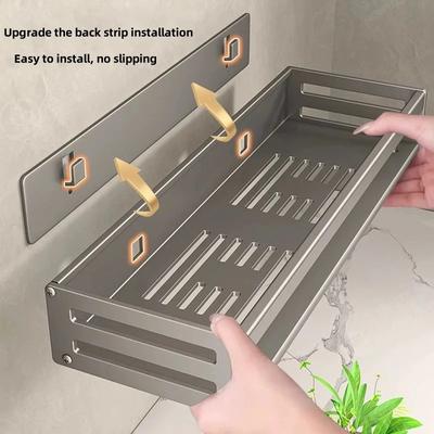 No Drilling Bathroom Corner Shelf Aluminum Shampoo Storage Rack with Towel Holder Toilet Organizer Bathroom Accessories