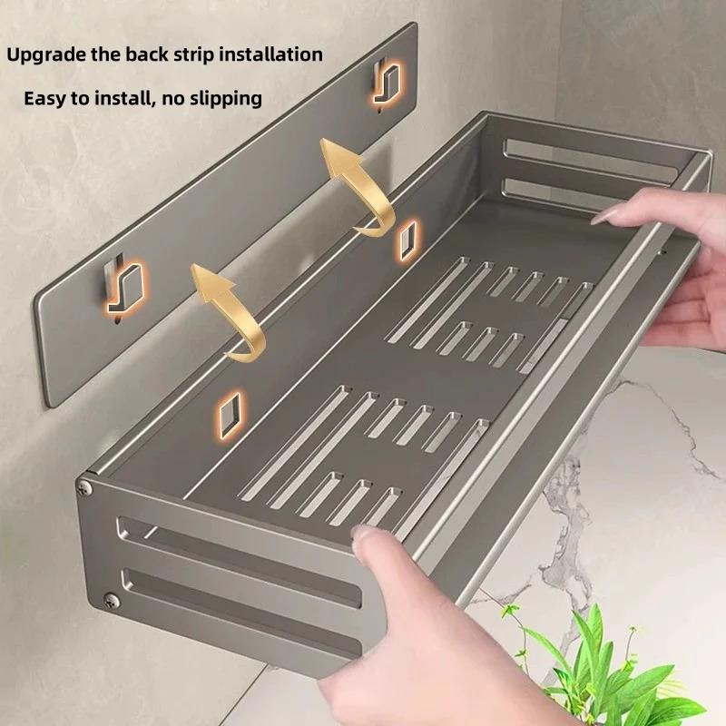 No Drilling Bathroom Corner Shelf Aluminum Shampoo Storage Rack with Towel Holder Toilet Organizer Bathroom Accessories