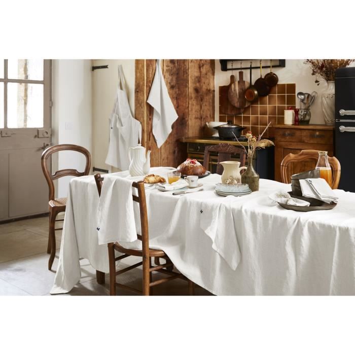 Serviettes de table - Soline - Blanc - 100% Lin - 40x40 cm - OEKO-TEX