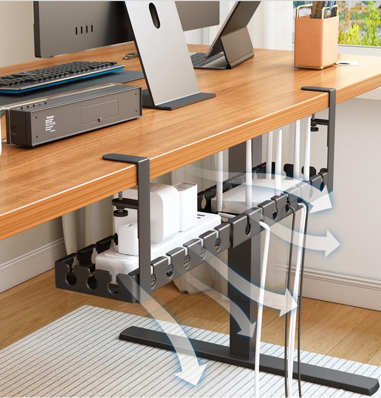Bandeja de Gerenciamento de Cabos Sob a Mesa, Canaleta Extensível Resistente de Aço para Esconder Cabos Sob a Mesa, Porta-Cabos para Régua de Energia Gerenciamento de Fios