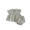 Summer 2025 Baby Girl Orchid Flower Peter Pan Collar Top & Pants Set