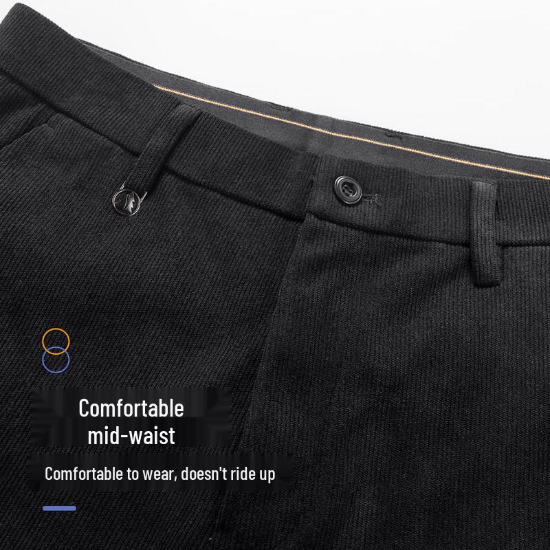 Shanshan Men's Thickened Corduroy Straight-Leg Business Casual Trousers