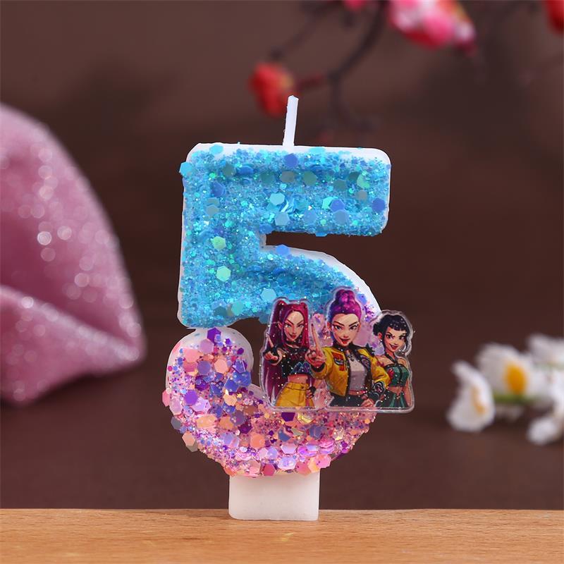 Nová Kpop Anime Démoni Lovci Téma 3D Digitální Svíčka Ozdoba na Narozeninový Dort Číslo 0-9 Svíčka Dětská Párty Doplněk Pomůcka Dárek