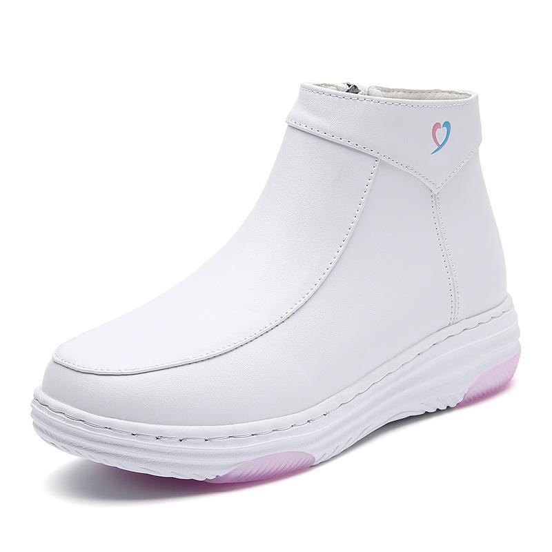 

Флисовые туфли медсестры женские на мягкой подошве белые зимние хлопковые туфли осенне-зимние ботинки не утомляют ноги, нескользящие на толстой подошве медицинские туфли 35 standard code